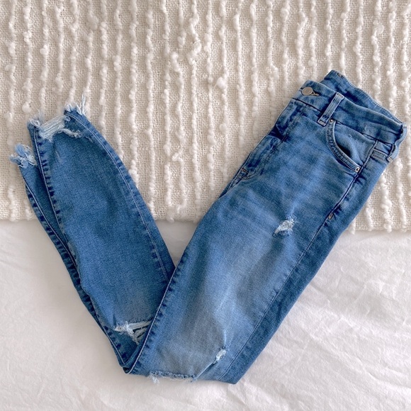 &DENIM Super Skinny High Waist Distressed Jeans - Picture 1 of 5